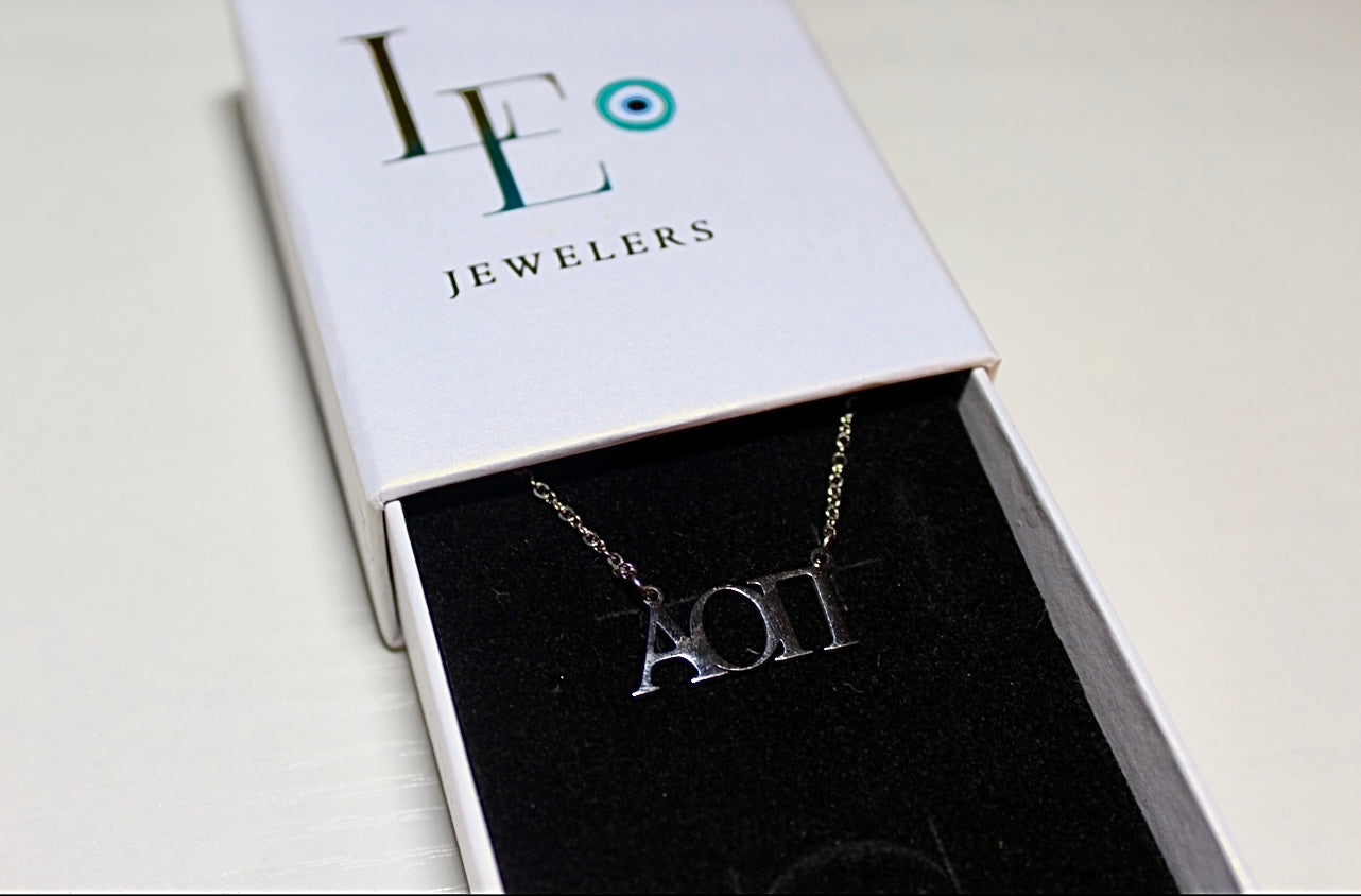 ALPHA OMICRON PI STERLING SILVER PENDANT
