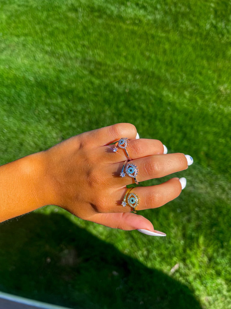 Crystal Evil Eye Ring