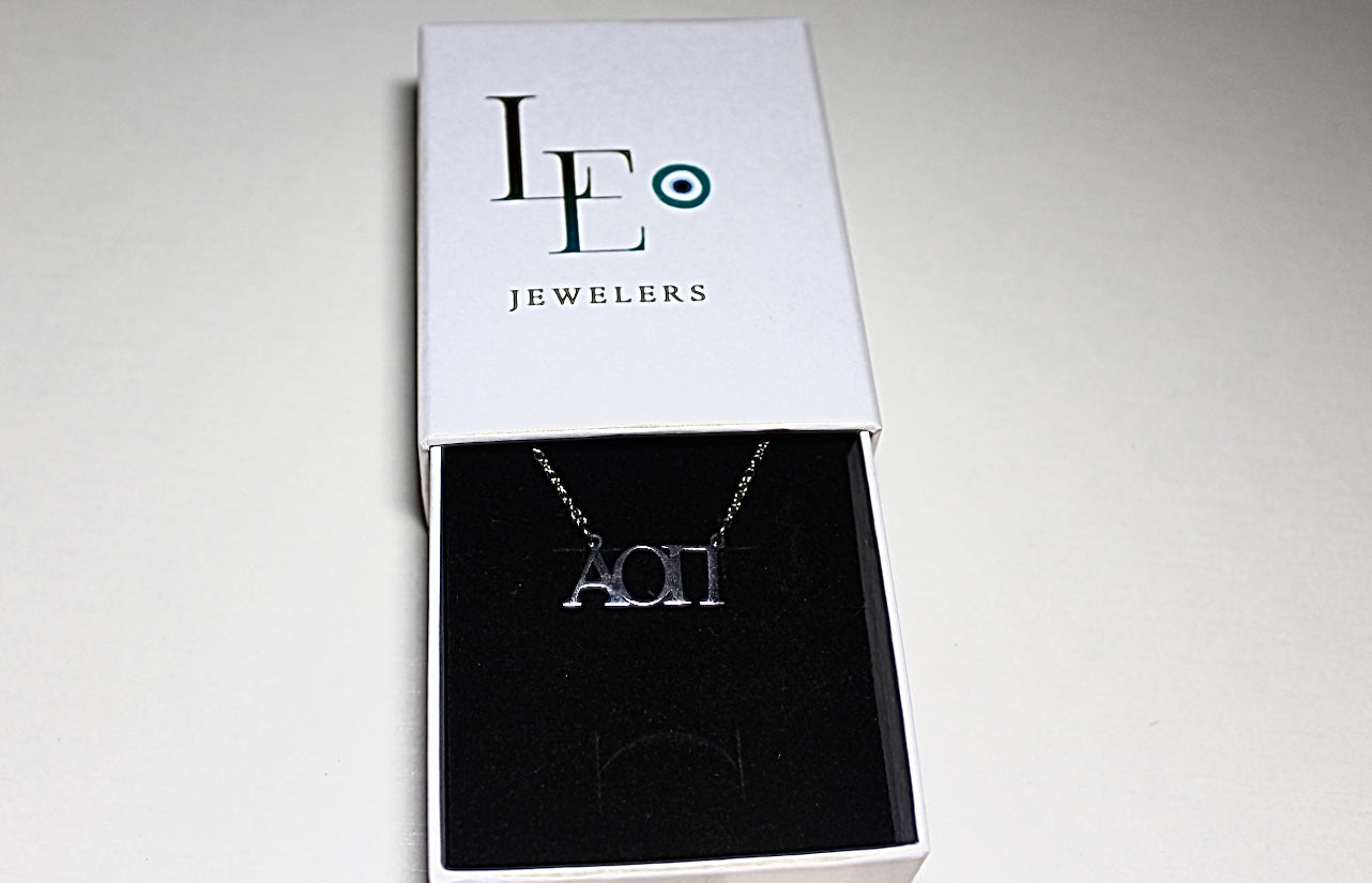 ALPHA OMICRON PI STERLING SILVER PENDANT