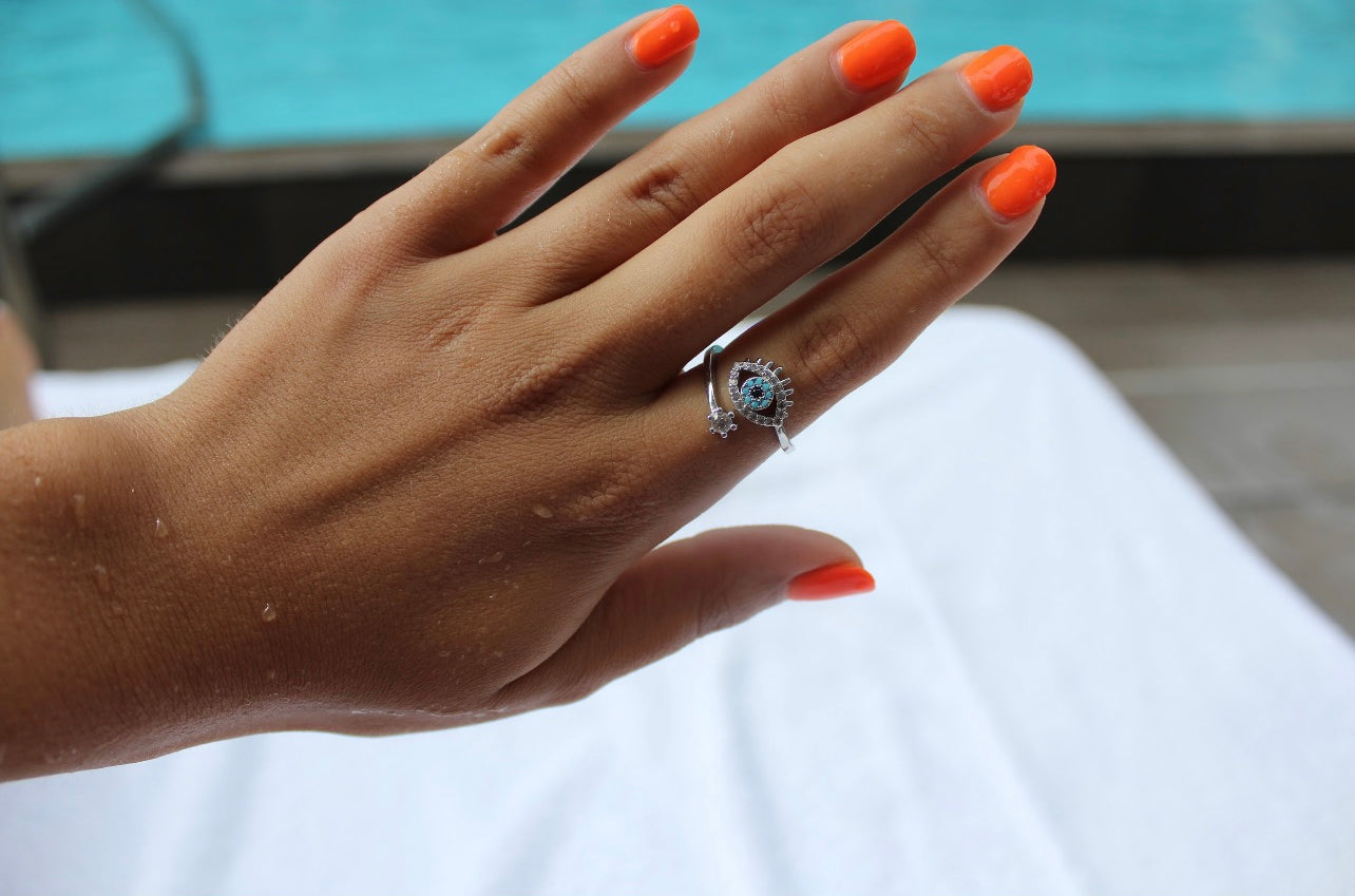 Crystal Evil Eye Ring